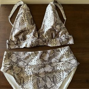 Aerie Highwaist Snakeskin 2 piece Bikini size M & L
